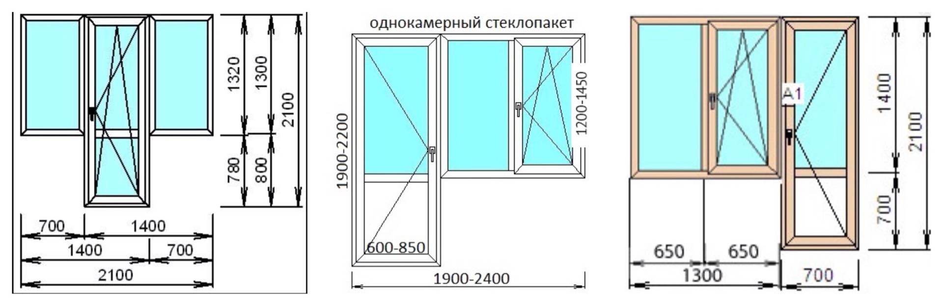 Стандартные размеры балконных дверей