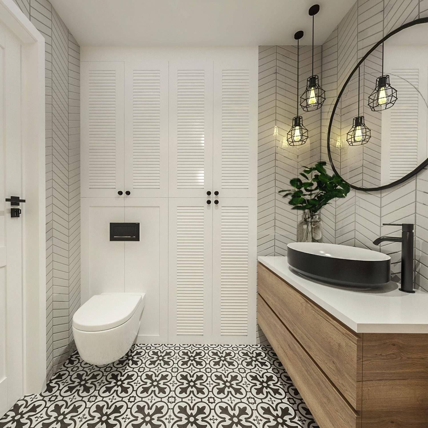 белая ванная комната в скандинавском стиле