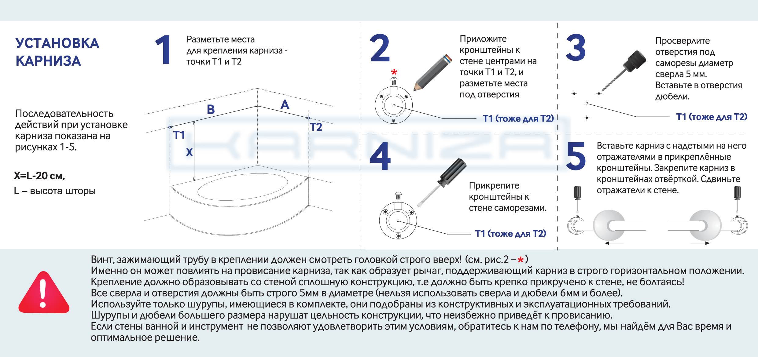 Карниз для шторы в ванную: установка углового и обычного вариантов