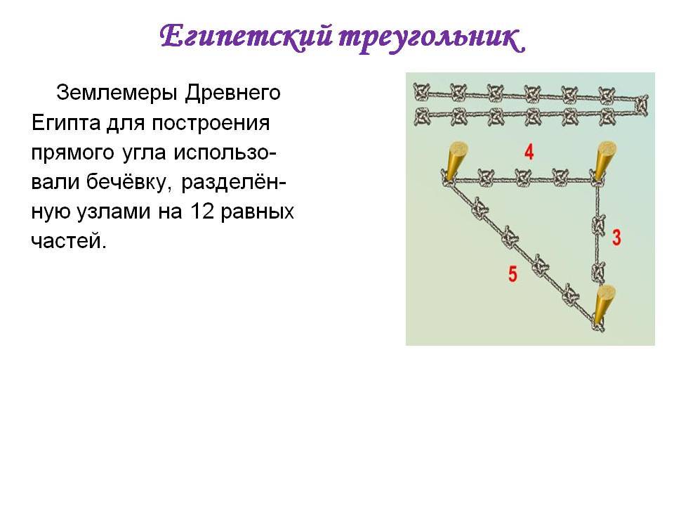 Чему равна высота египетского треугольника. египетский треугольник