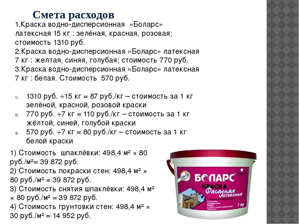 Нормы расхода водоэмульсионной краски на 1 м2