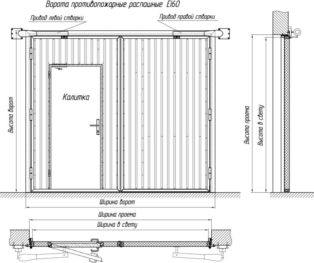 Распашные гаражные ворота с калиткой своими руками чертежи