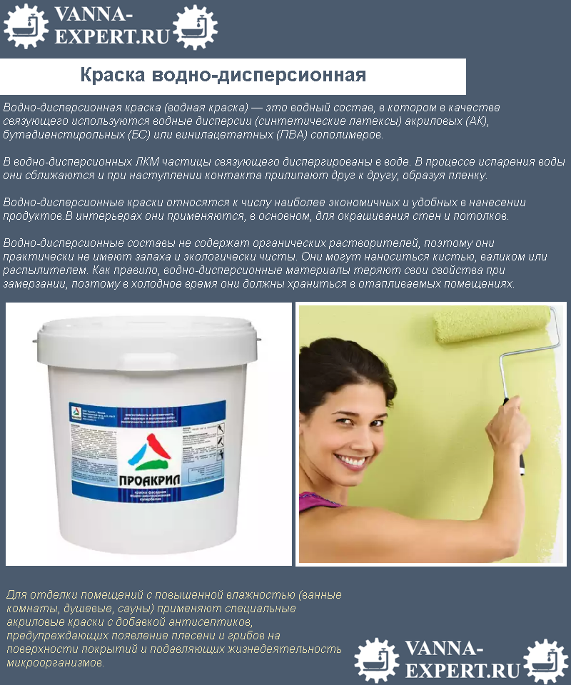 Водно дисперсионная краска: основные виды и технические характеристики