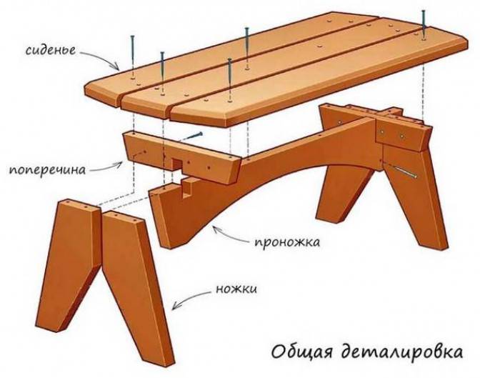 Чертеж маленькой скамейки