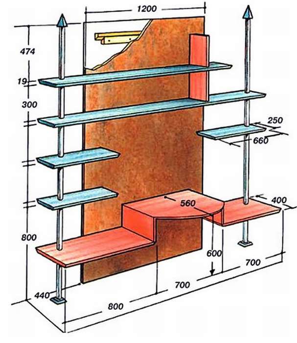 Полка своими руками на стену чертежи и фото
