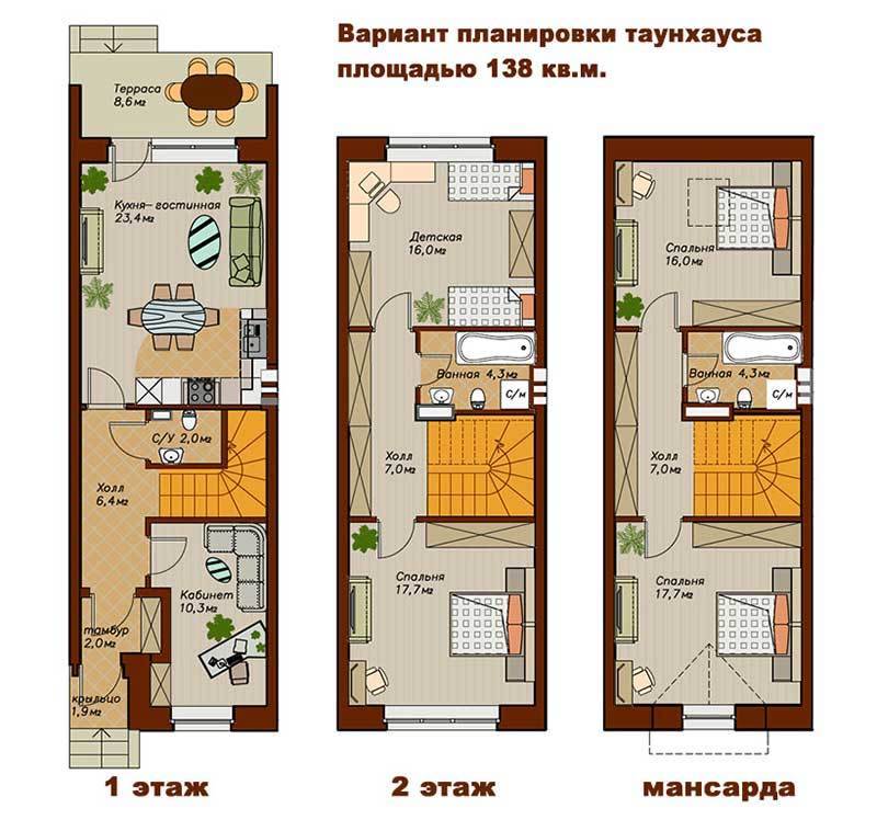 Проект дома 6 на 12 с мансардой на узком участке