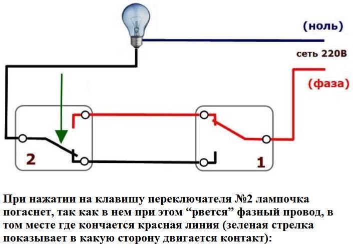 Как правильно подключить проходной выключатель. схема управление светом с 2-х и 3-х мест.