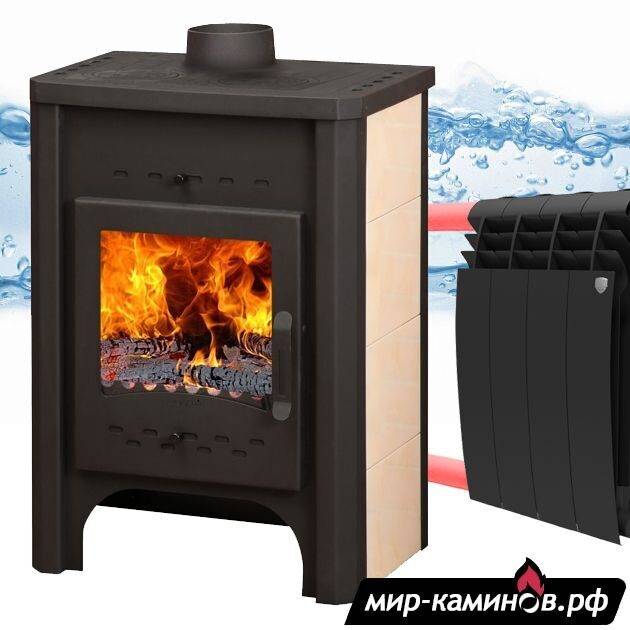 Печь бавария: угловая, с духовкой и плитой, водяным контуром отопления и теплообменником
