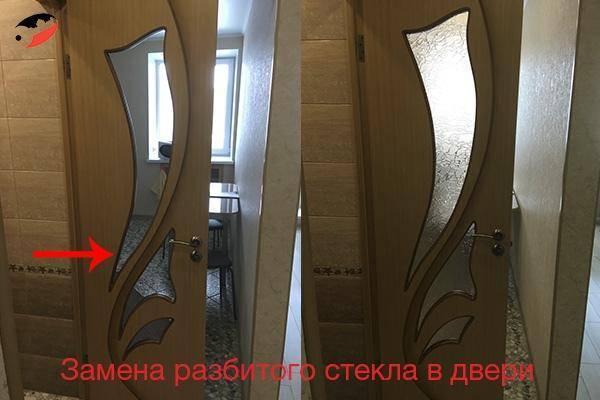 Ремонт межкомнатной двери и замена стекла