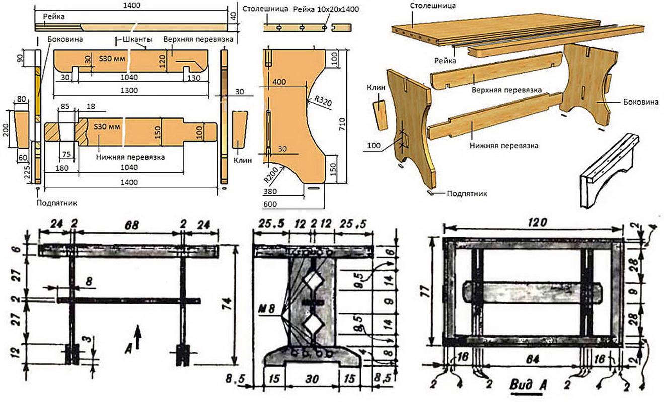 Изготовление деревянных лавок и столов
