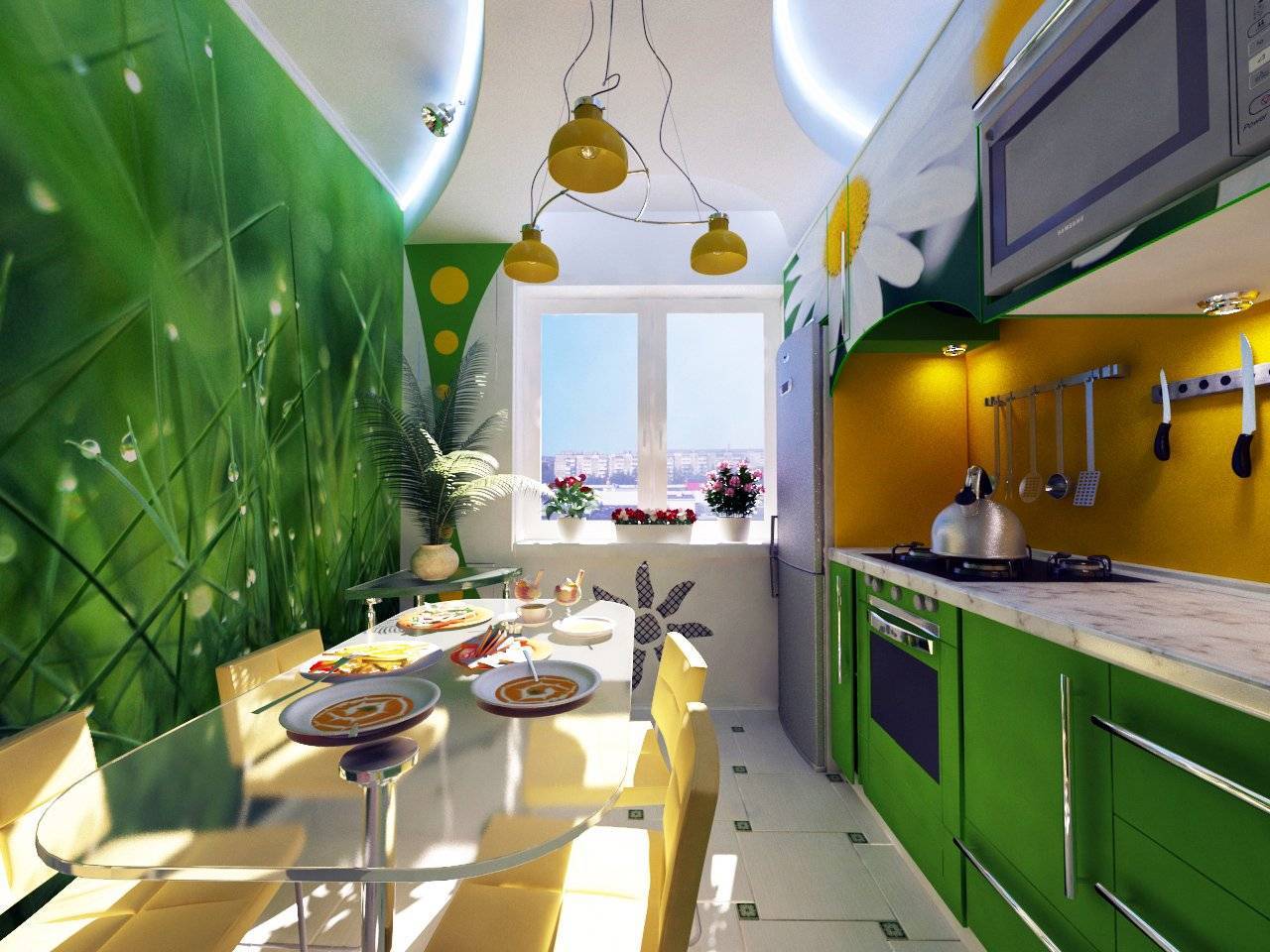 Зеленые обои на кухне. Кухня в зеленых тонах. Красивая яркая кухня. Кухня зеленого цвета в интерьере. Кухня в салатовых тонах.