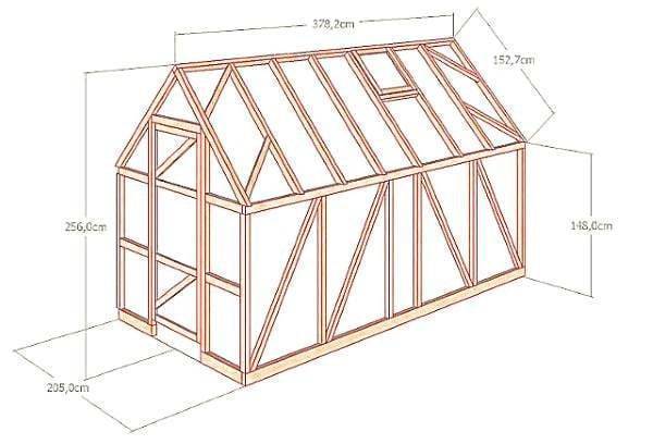 Теплица из дерева и поликарбоната чертеж