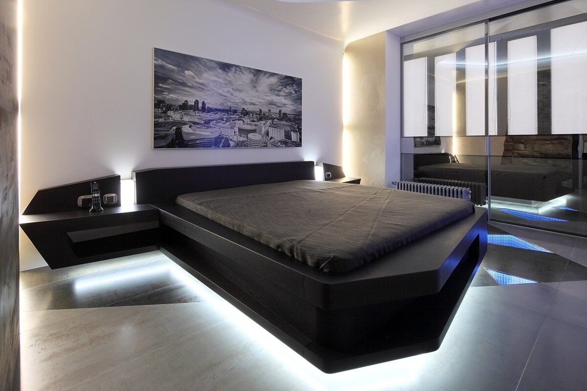 Потрясающе красиво и ультрасовременно: 88 фото-идей оформления и дизайна спальни в стиле хай-тек