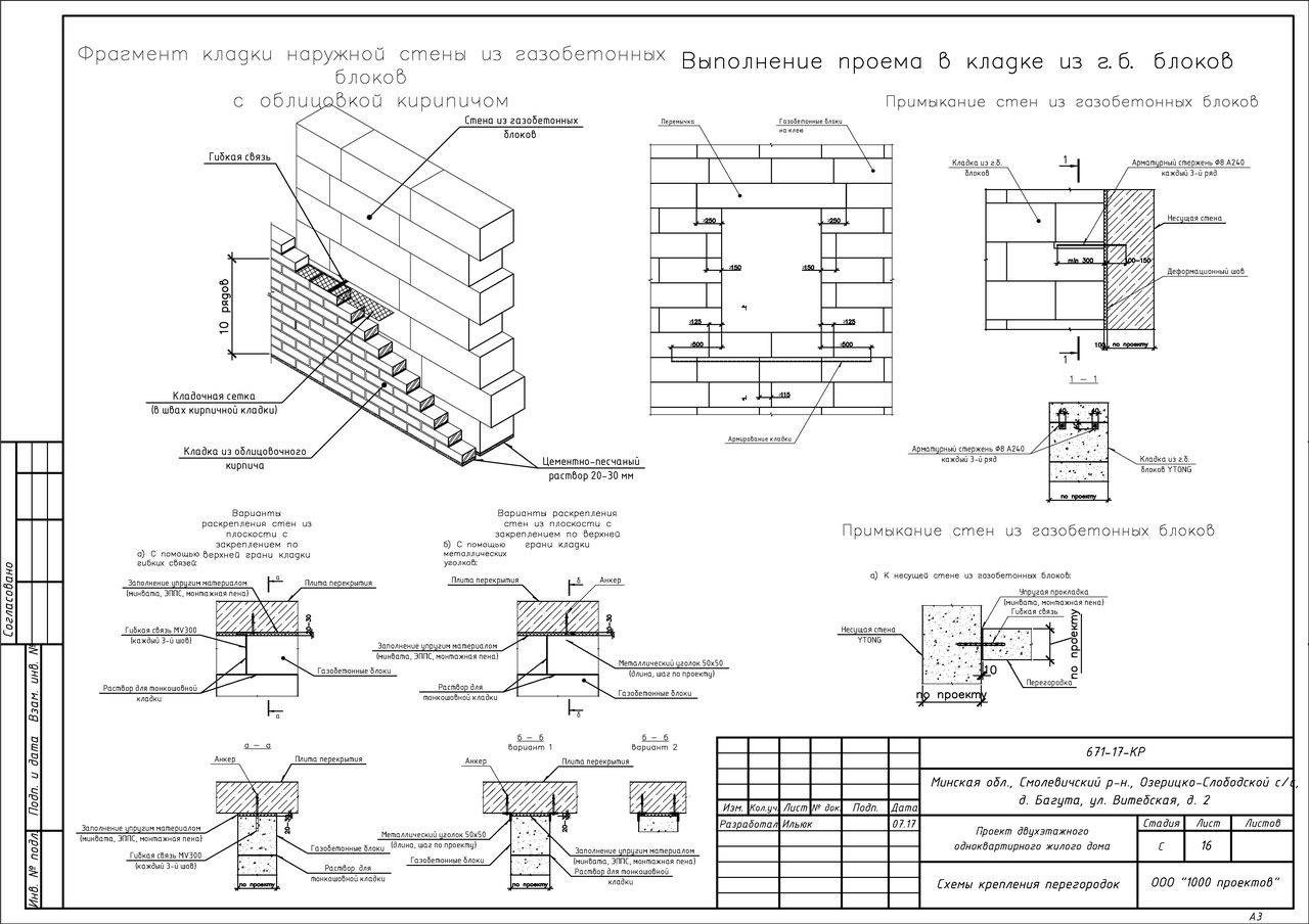 Кладочный план газобетонных блоков