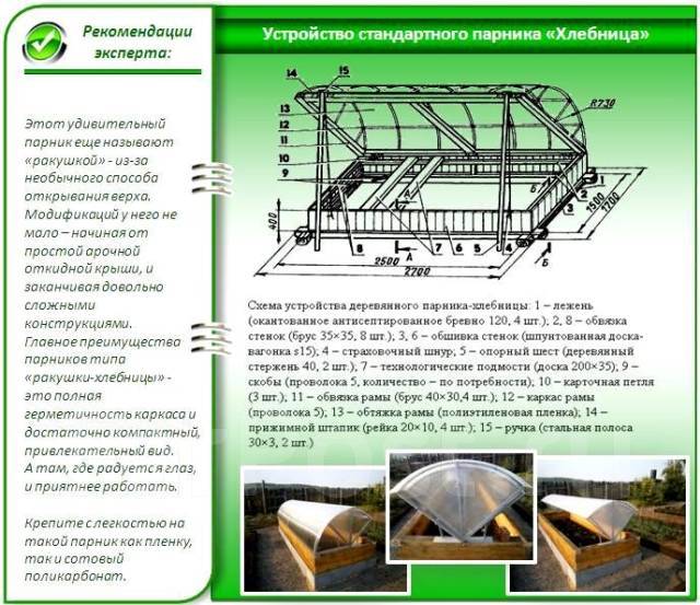 Парник «хлебница» своими руками: чертежи и размеры модели из поликарбоната и полипропиленовых труб, как правильно сделать