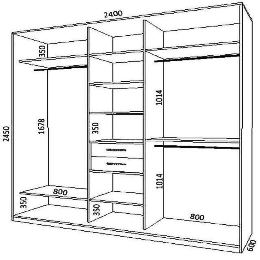 Проект шкафа в прихожую купе встроенного