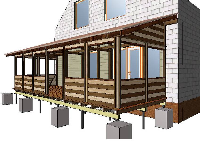 Терраса к дому проекты из металла на сваях