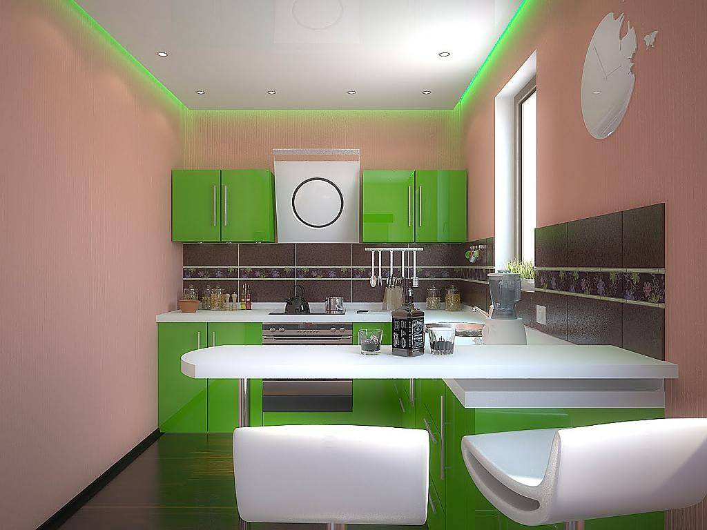 Зеленая кухня: фото дизайна интерьера, сочетание 8 цветов, 6 стилей
