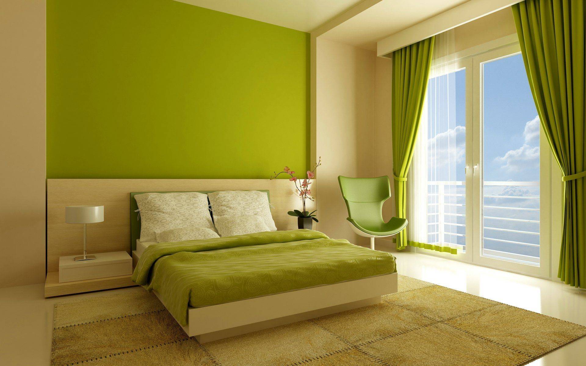 Цвет мебели под зеленые обои
