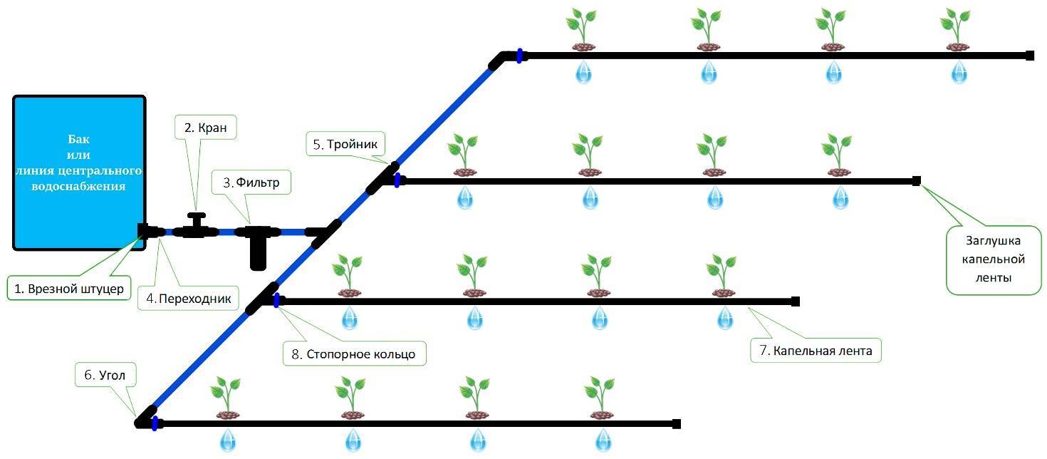 Капельный полив своими руками: пошаговое руководство. схемы подключения, описание оборудования.