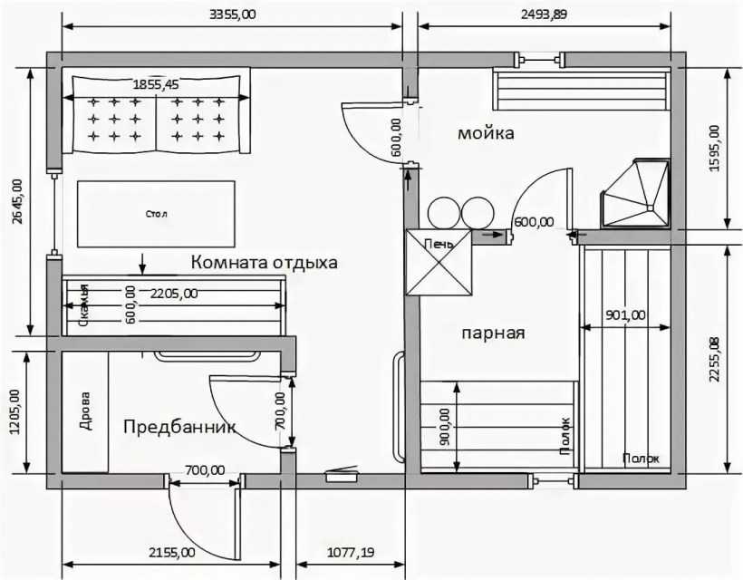 Проекты сауны с комнатой отдыха