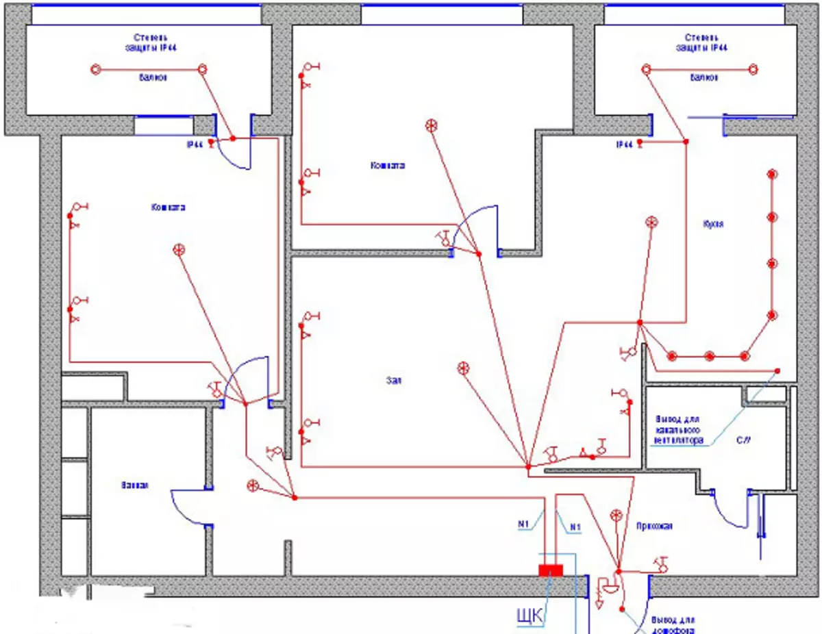 Схема разводки электропроводки в панельном доме