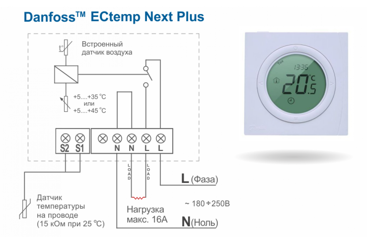 Как подключить датчик терморегулятора. Терморегулятор Danfoss ECTEMP next Plus. Термостат Данфосс схема подключения. Termostat dlya терморегулятор для теплого Pola. Терморегулятор Danfoss для теплого пола.