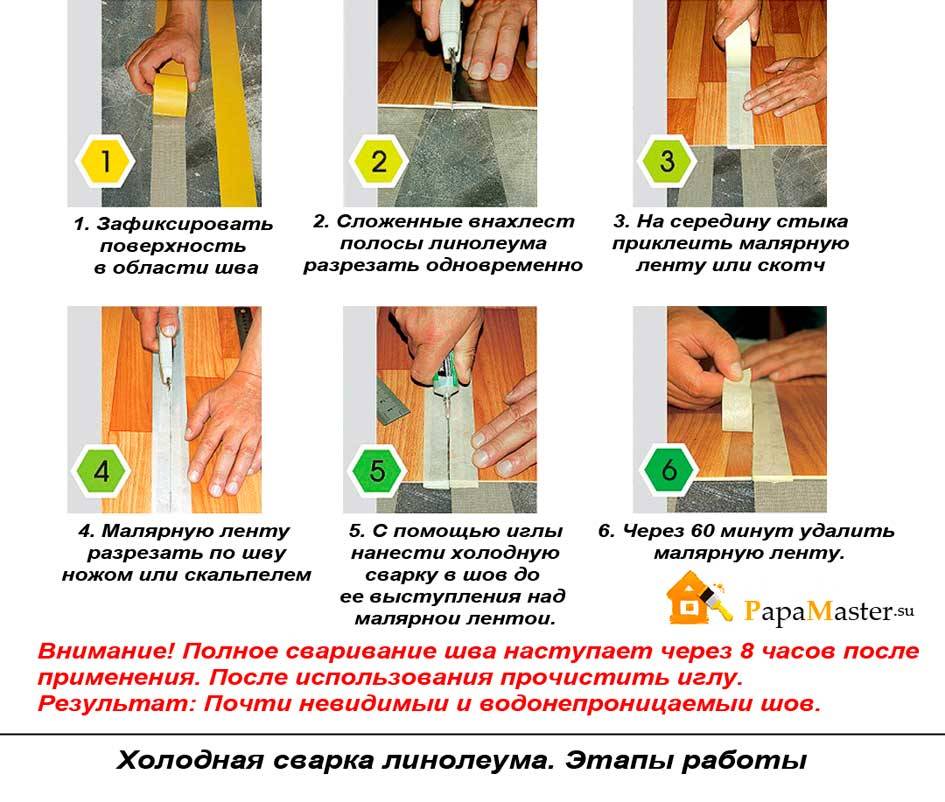 Как склеить линолеум встык в домашних условиях, скрываем швы