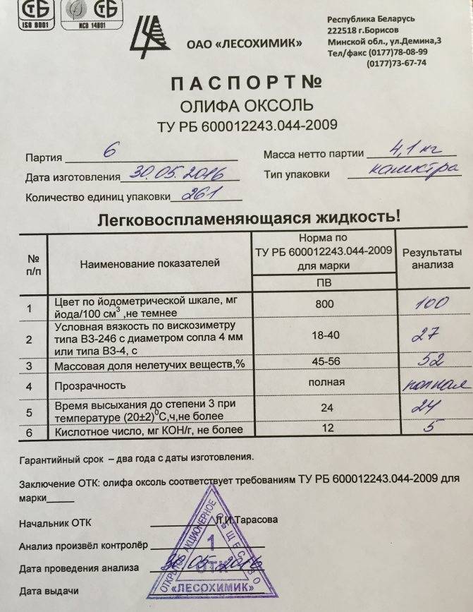 Олифа комбинированная к-3 от производителя с доставкой по россии - мой сертификат