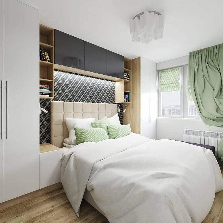 Дизайн спальни 9 кв.м: интерьер, мебель, отделка (13 примеров)