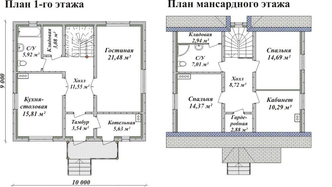 Проекты домов из пеноблоков с мансардой