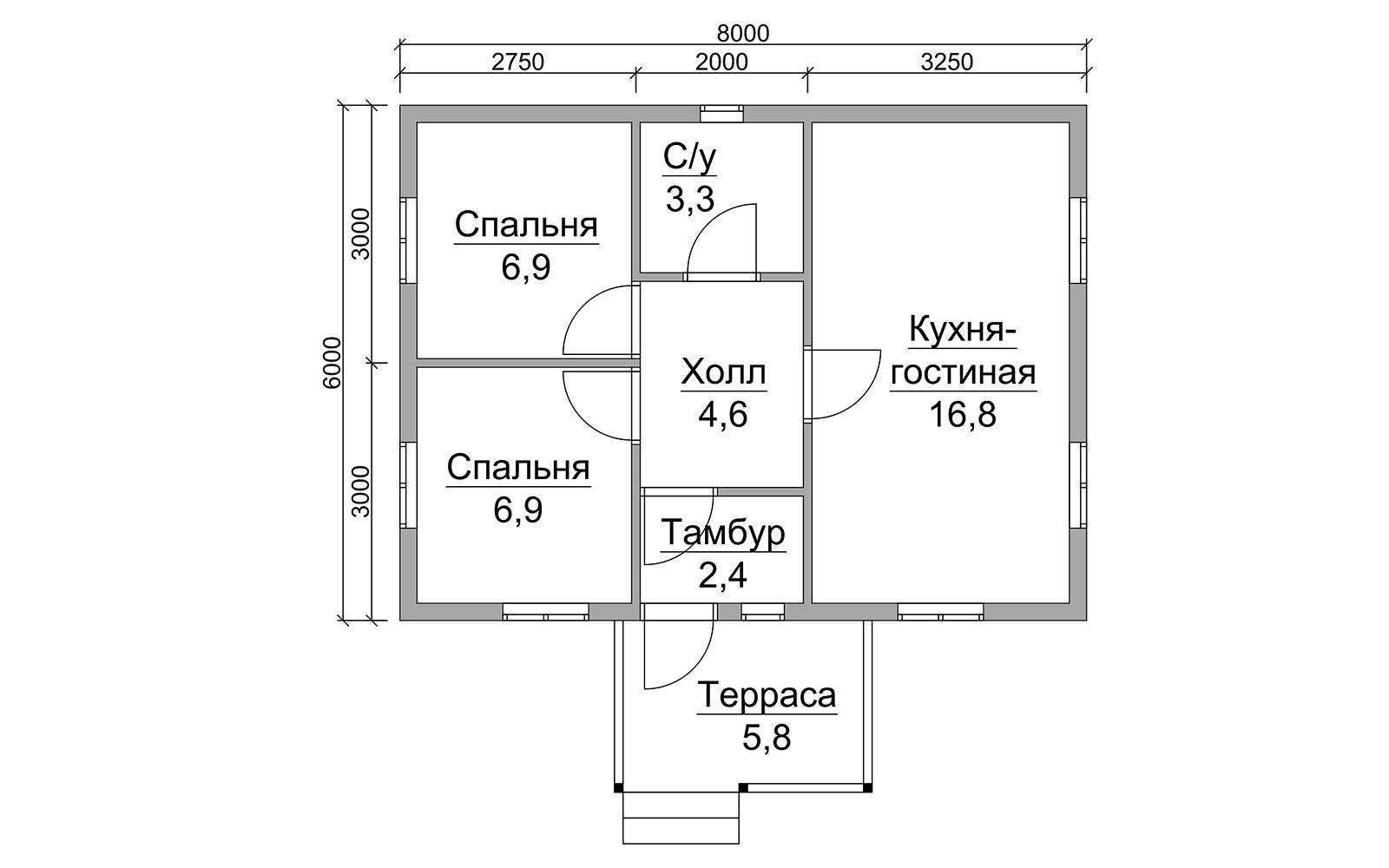 Планировка дома 6 на 8 с мебелью фото 22