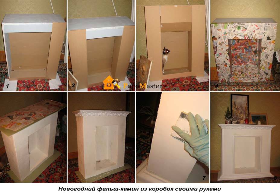 Камин на новый год 2023 своими руками: из коробки, пенопласта, угловой фальш-камин, как украсить