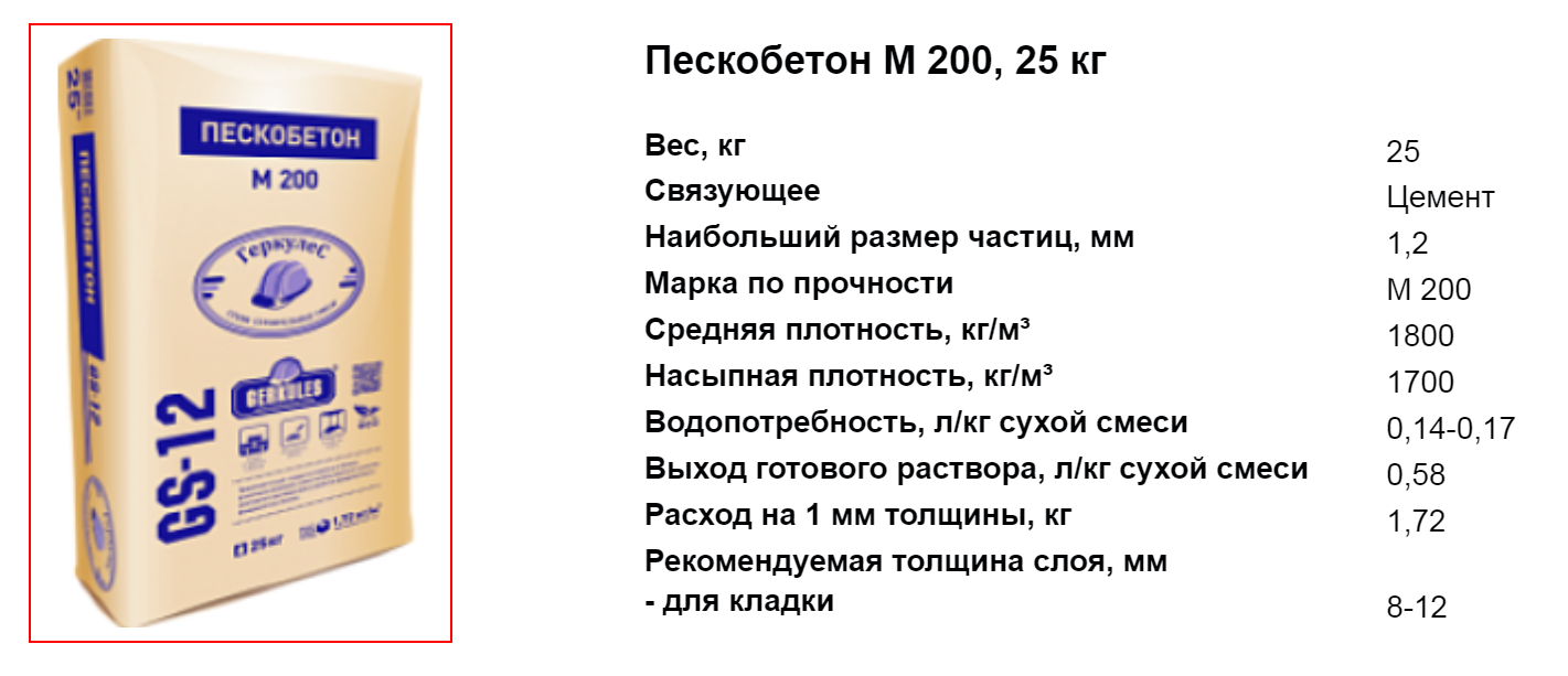 Сухая смесь М-300: технические характеристики и расход пескобетона ...