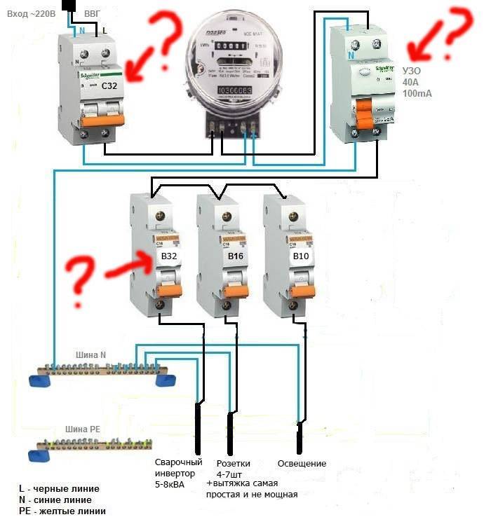 Как подключить автомат в щитке своими руками на 220в схема подключения