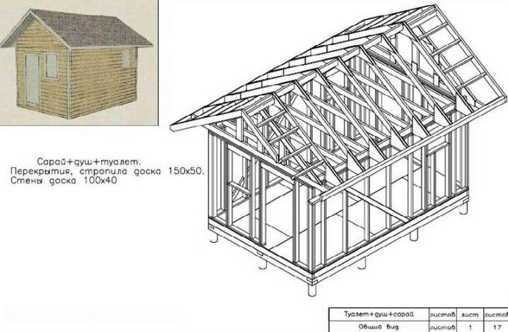 Схема сарая 2х3 с односкатной крышей