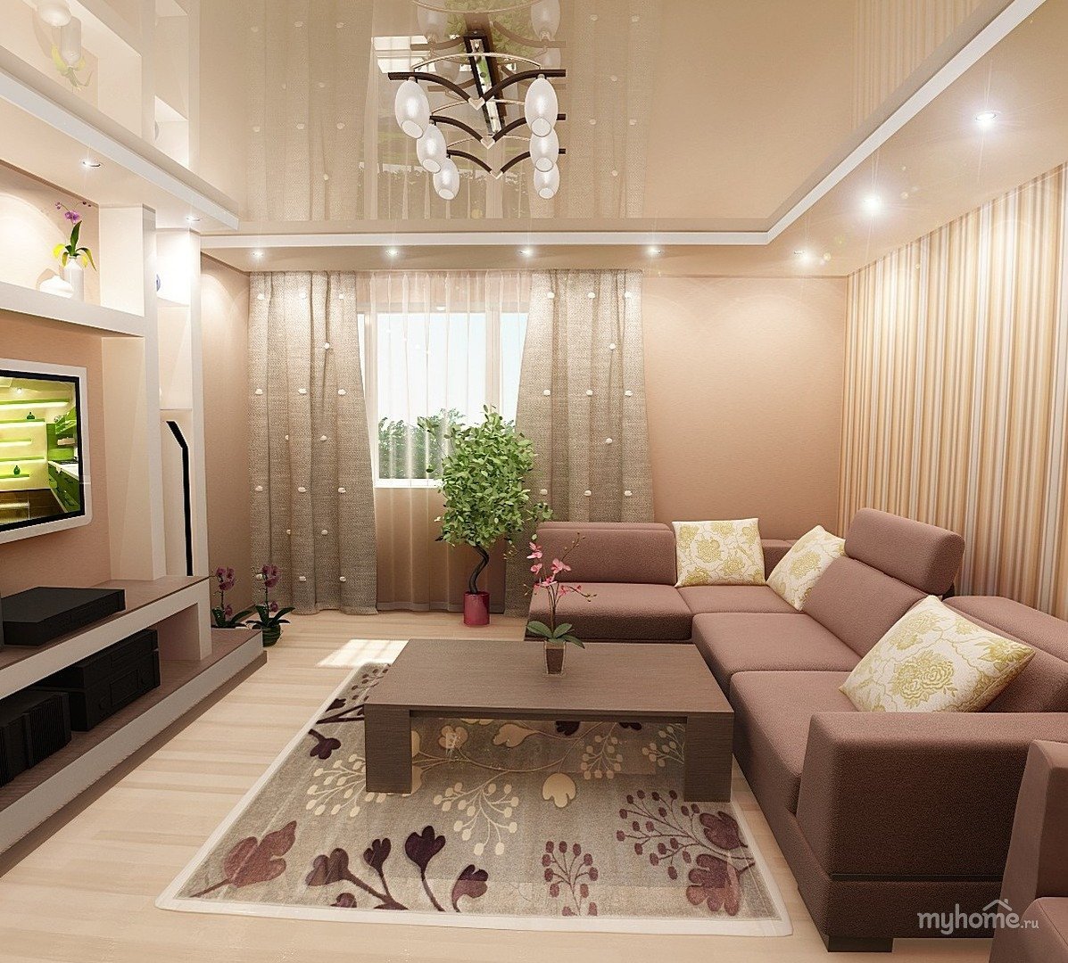 Дизайн гостиной 18 кв м в современном стиле — фото примеров оформления интерьера