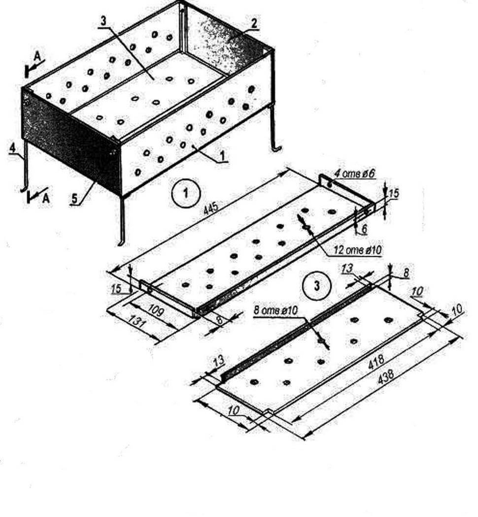 Стандартные размеры мангала для шашлыка из металла чертежи